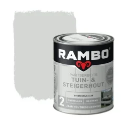 Rambo Vintage Pantserbeits Tuin- En Steigerhout Dekkend Steen Grijs Zijdeglans 750 Ml