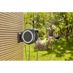 Gardena Wandslangenbox Roll Up 35 Grijs/wit Meter Incl. Tuinspuit -Gardena Verkoopwinkel 123 1356