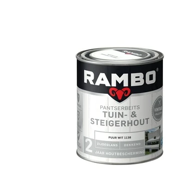 Rambo Vintage Pantserbeits Tuin- En Steigerhout Dekkend Puur Wit Zijdeglans 750 Ml 1 Rambo Vintage Pantserbeits Tuin- En Steigerhout Dekkend Puur Wit Zijdeglans 750 Ml