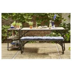 Trolley Monza Zwart Staal/Hout 76x80x45 Cm -Gardena Verkoopwinkel 123 94
